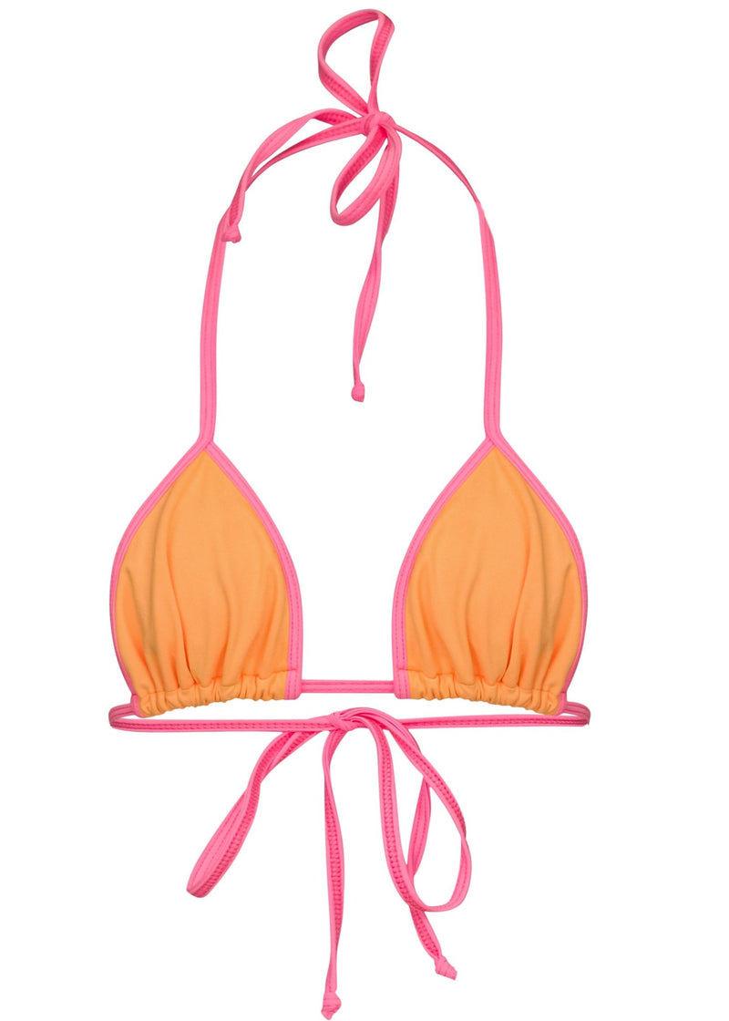 top zoe cortininha com viés colorido - laranja neon - Coccus Bikinis